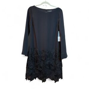 NWT Laundry by Shelli Segal Los Angeles Black Floral Tone On Tone Dress Size 6*